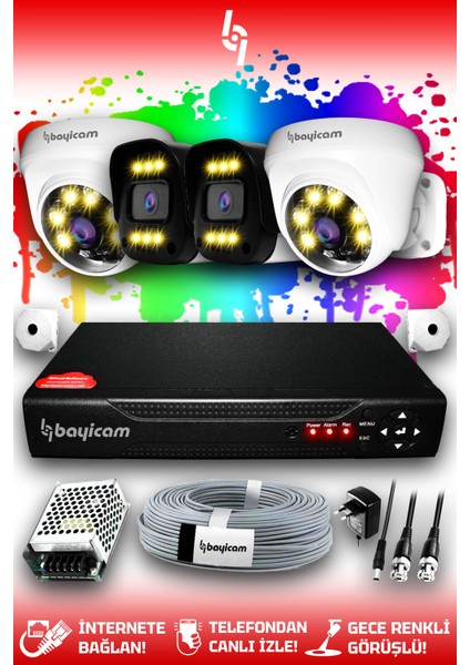 4 Kameralı Ultra 2 İç Kamera Set HDD'siz 5 MP 2K Net Renkli Gece Görüşlü Güvenlik Kamerası Sistemi indirimleri