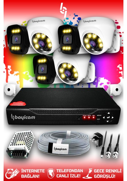 6 Kameralı Ultra 3 İç Kamera Set HDD'siz 5 MP 2K Net Renkli Gece Görüşlü Güvenlik Kamerası Sistemi indirimleri