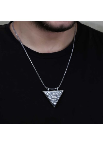 925 Ayar Gümüş Üçgen Içi Açılabilen Osmanlı Arma Muskalık Gümüş Kolye fiyatları