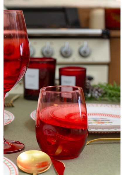 Larc 4'lü Meşrubat Bardağı - Kırmızı - 350 ml