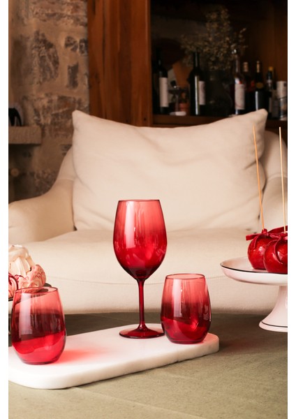 Larc 4'lü Meşrubat Bardağı - Kırmızı - 350 ml