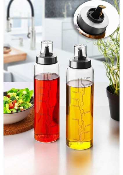 Borosilikat Akıllı Cam Yağdanlık - Dekoratif Sızdırmaz Sirkelik Sosluk 500 ml