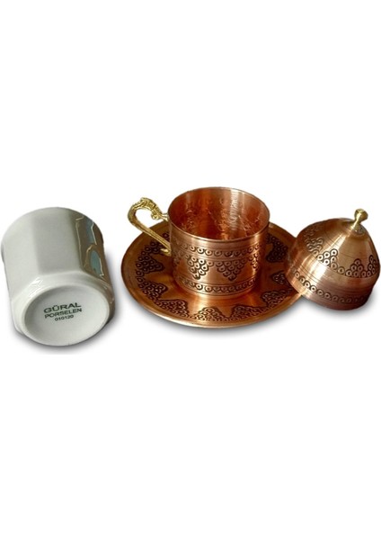 6 Kişilik Bakır Kahve Fincanı Üzüm Işlemeli Kadife Kutulu fırsatları