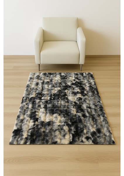 Fluffy Mix Serisi Tavşan Tüyü Dokuma Kaymaz Taban Pelüş Halı modelleri