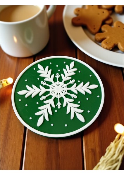Kar Tanesi Desenli Yılbaşı Bardak Altlığı Seti – Şık ve Koruyucu 5' Li Set fiyatları