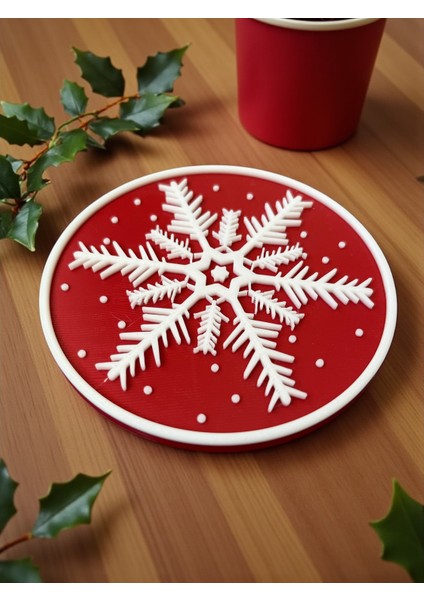 Kar Tanesi Desenli Yılbaşı Bardak Altlığı Seti – Şık ve Koruyucu 5' Li Set modelleri