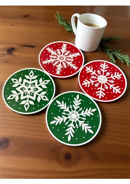 Kar Tanesi Desenli Yılbaşı Bardak Altlığı Seti – Şık ve Koruyucu 5' Li Set fırsatları