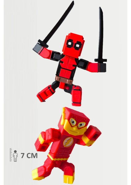 Minecraft Deadpool ve The Flash Hareketli Eklemli Figür