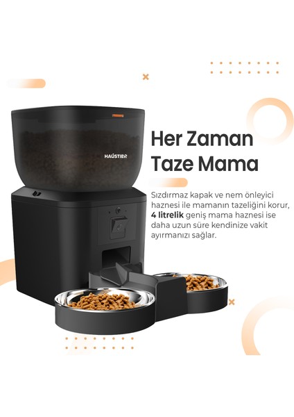 QQ029-DUAL Kameralı 1080P Gece Görüş, Akıllı Kedi Köpek Mama Kabı, 2.4ghz/5ghz, 4lt, Metal Kase fırsatları