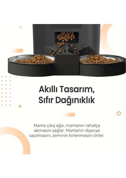 QQ029-DUAL Kameralı 1080P Gece Görüş, Akıllı Kedi Köpek Mama Kabı, 2.4ghz/5ghz, 4lt, Metal Kase indirimleri