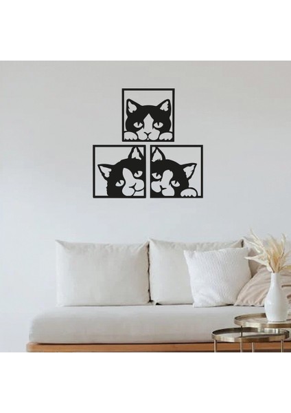 Pleksi 3'lü Kedi Duvar Dekoru