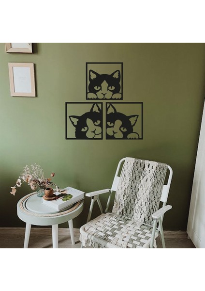 Pleksi 3'lü Kedi Duvar Dekoru modelleri