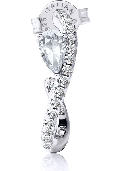 Gümüş Kristal Taş ve Kavisli Form Detaylı 925 Ayar Gümüş Küpe 95 indirimleri