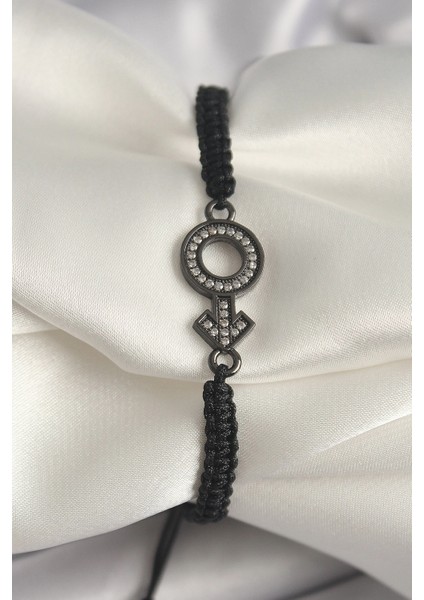 Pirinç Füme Renk Zirkon Taşlı Venüs Mars Asansörlü Makrome Model Kadın Bileklik