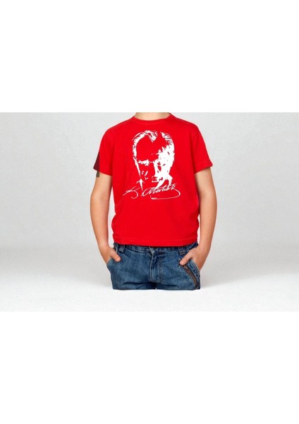 Atatürk Baskılı Pamuk Kırmızı T Shirt fiyatları
