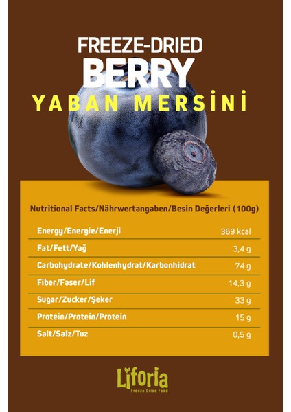 Freeze Dried Tane Yaban Mersini- Dondurularak Kurutulmuş Meyve-Freeze Dry Kuru MEYVE 20GR indirimleri