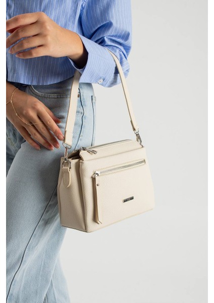 , Çok Gözlü , Krem Bayan Omuz ve Çapraz Çantası