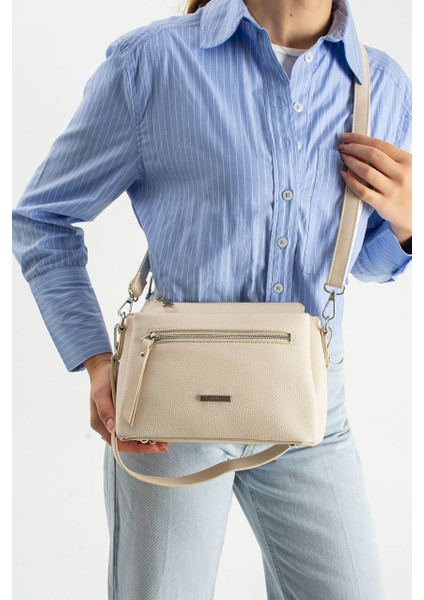 , Çok Gözlü , Krem Bayan Omuz ve Çapraz Çantası modelleri