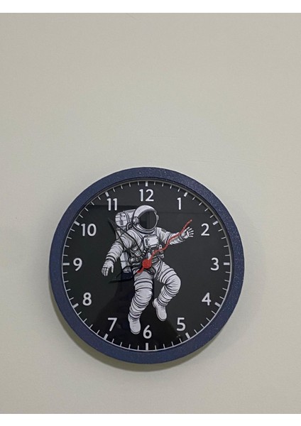 Astronot Görselli, Koyu Gri Kasa Duvar Saati modelleri