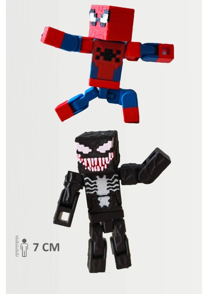 Minecraft Spider Man ve Venom Örümcek Adam Hareketli Eklemli Figür