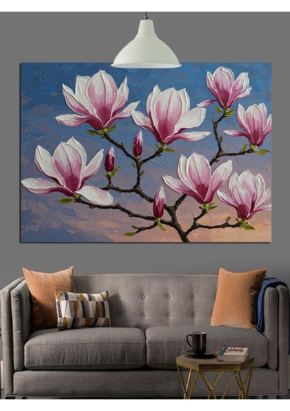 Pembe Manolya Çiçekleri Tablo Dekoratif Kanvas - Mdf Ahşap Tablo fiyatları