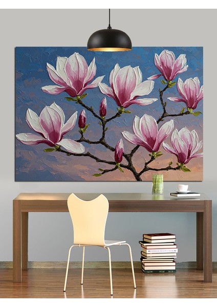 Pembe Manolya Çiçekleri Tablo Dekoratif Kanvas - Mdf Ahşap Tablo modelleri