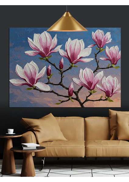 Pembe Manolya Çiçekleri Tablo Dekoratif Kanvas - Mdf Ahşap Tablo indirimleri