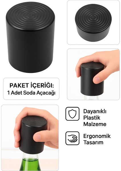 🥤 Soda/şişe Açacağı – Kolay Kavramalı Ergonomik Kapak Sökücü (1 Adet, Siyah) fiyatları