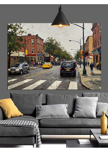 Hareketli New York Şehir Manzarası Dekoratif Kanvas - Mdf Ahşap Tablo fiyatları