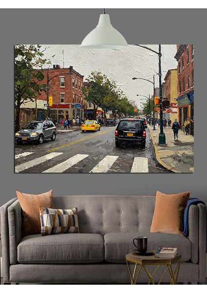 Hareketli New York Şehir Manzarası Dekoratif Kanvas - Mdf Ahşap Tablo modelleri