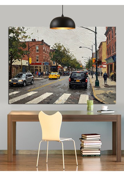 Hareketli New York Şehir Manzarası Dekoratif Kanvas - Mdf Ahşap Tablo fırsatları