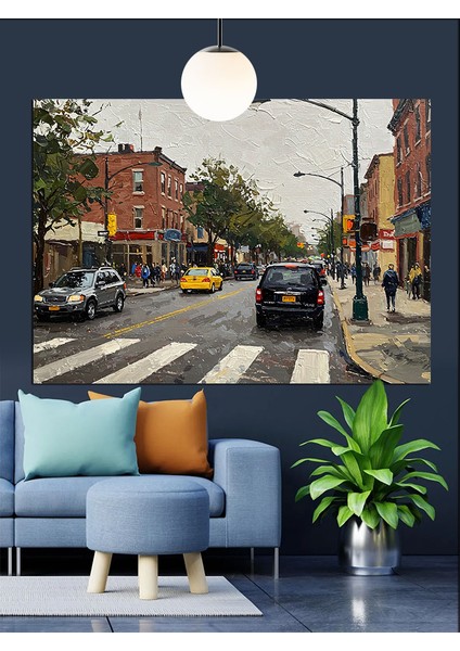 Hareketli New York Şehir Manzarası Dekoratif Kanvas - Mdf Ahşap Tablo indirimleri