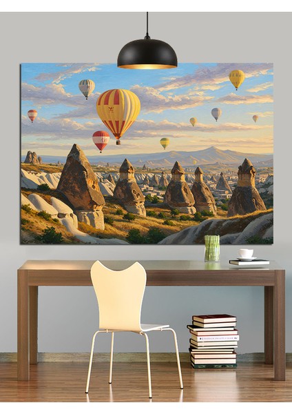 Sıcak Hava Balonları Uçuşu Dekoratif Kanvas - Mdf Ahşap Tablo