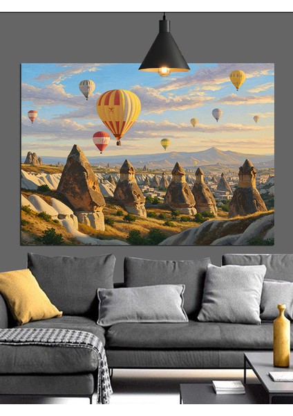 Sıcak Hava Balonları Uçuşu Dekoratif Kanvas - Mdf Ahşap Tablo fırsatları