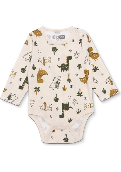 Erkek Bebek Uzun Kol Body Ribana Çıtçıtlı Yaka