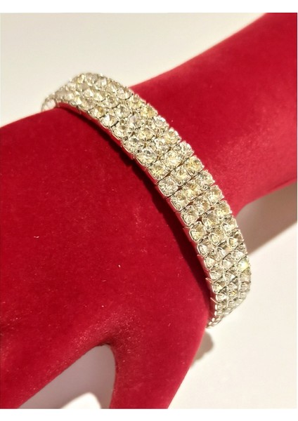 Gümüş Renk Lüks Figürlü Gösterişli Parıltılı Bileklik