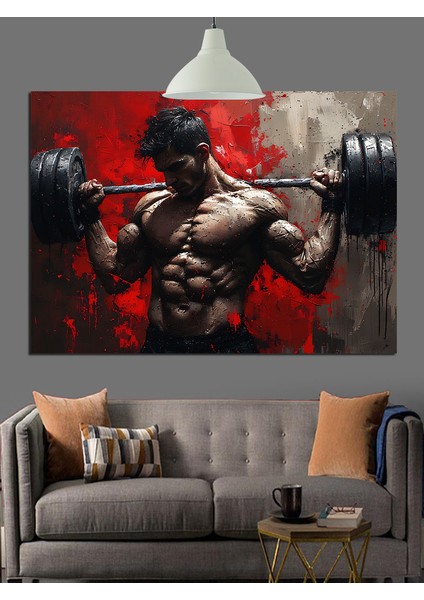 Kaslı Adam Vücut Geliştirme Dekoratif Kanvas - Mdf Ahşap Tablo
