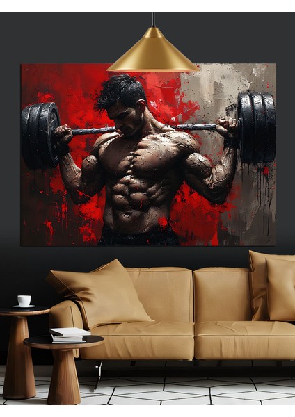 Kaslı Adam Vücut Geliştirme Dekoratif Kanvas - Mdf Ahşap Tablo fırsatları