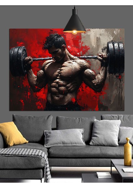 Kaslı Adam Vücut Geliştirme Dekoratif Kanvas - Mdf Ahşap Tablo indirimleri