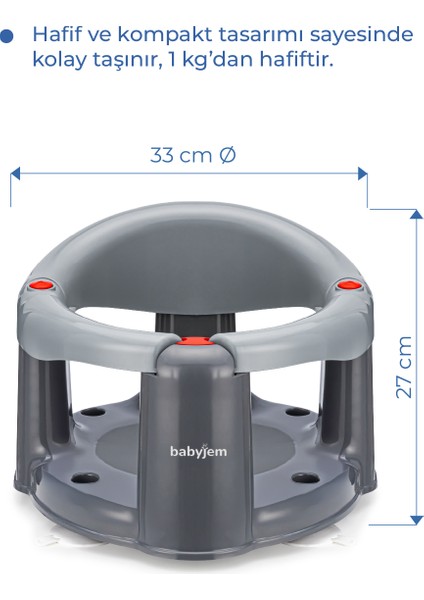 Babyjem Önden Açılır Banyo ve Mama Oturağı Gri Minderi 2'li Set fırsatları