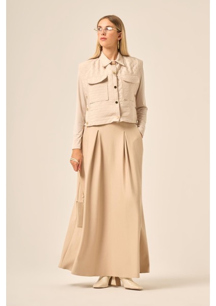Kadın Kapitone Oysho Etekli Takım Beige 31220 fiyatları