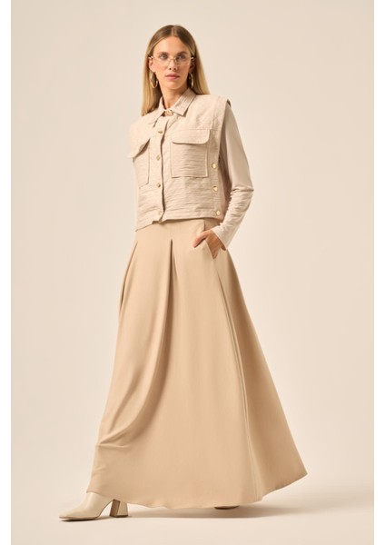 Kadın Kapitone Oysho Etekli Takım Beige 31220 modelleri