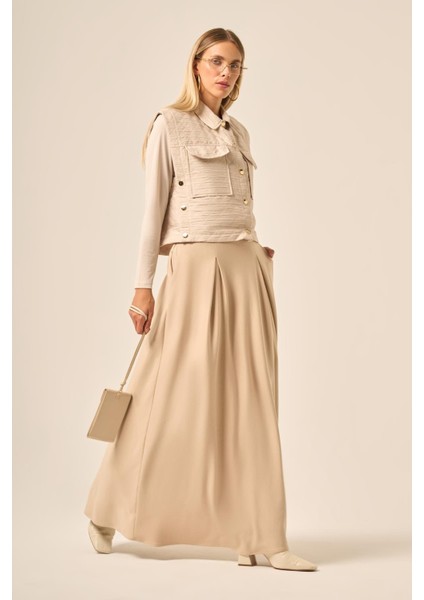 Kadın Kapitone Oysho Etekli Takım Beige 31220 fırsatları
