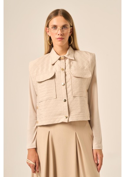 Kadın Kapitone Oysho Etekli Takım Beige 31220 indirimleri