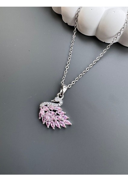 Pembe Kuğu Kolye Çelik