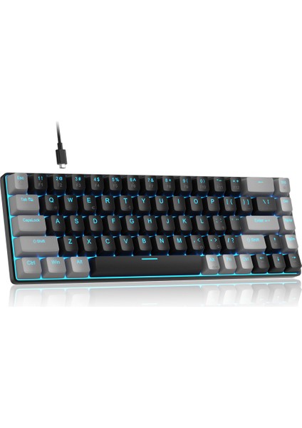 Mk-Box 68 Tuş Kablolu Mekanik Red Switch Türkçe Q Gri-Siyah Gaming Klavye