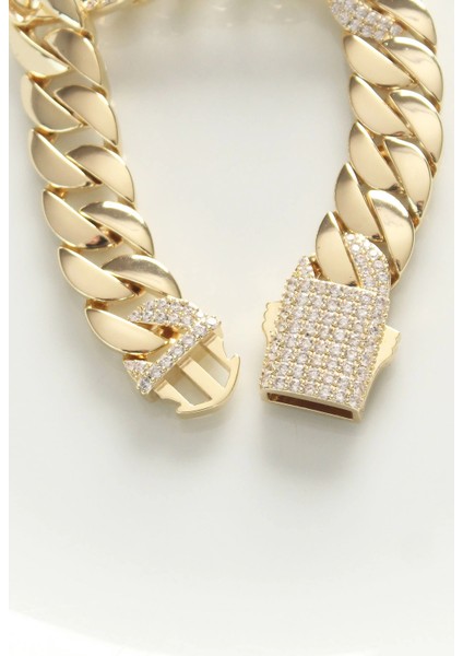 Vip Seri Pirinç Ortası Zirkon Taşlı Gold Renk Gurmet Bileklik modelleri