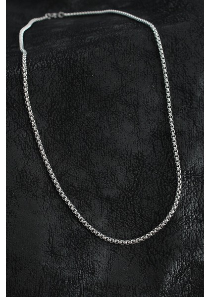 316L Çelik Örme Zincir Model Gümüş Renk Erkek Kolye