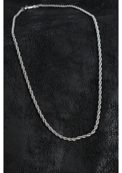 316L Çelik Burgu Zincir Model Gümüş Renk Erkek Kolye