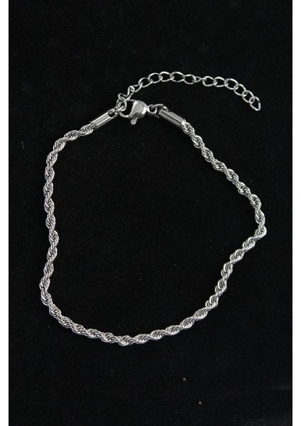 316L Çelik Burgu Model Gümüş Renk Erkek Bileklik